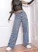 Kedera Women's Wide Leg Denim Pants Teen Star Raw Edge Baggy Trousers High Waisted Boyfriend Y2K Jeans Girls Fashion Blue