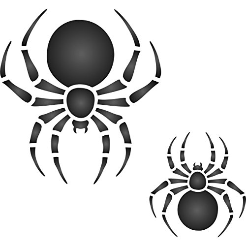 Halloween 2 Spider Stencil, 3.25 x 3.25 inch (S) - Scary 2x Spiders Insect Bug Stencils by CRAFT KREATIVELY