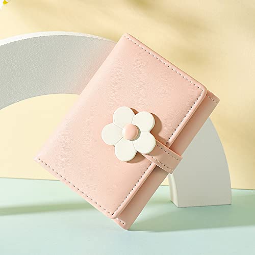 Cute Small Wallet for Women Tri-folded Wallet Cash Pocket flowers PU Leather Print Credit Card Holder Coin Purse with ID Window3