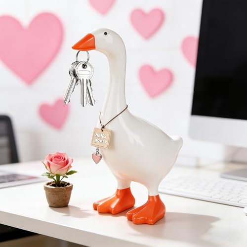 Resin Desk Goose Statue with Magnetic Beak for Key Storage
