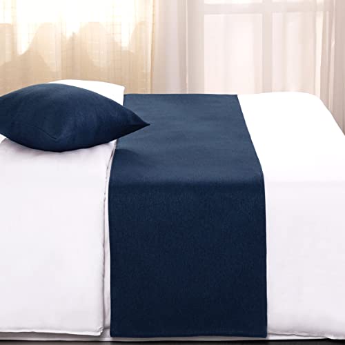 Amberis Bed Runner Dark Blue, Imitation Hemp Decorative Bed Scarf For Home Hotel #TOP1