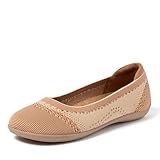 Dearfoams Women's Casual Comfortable Slip-On Misty Ballet Flat with Arch Support, Nude, 8.5
