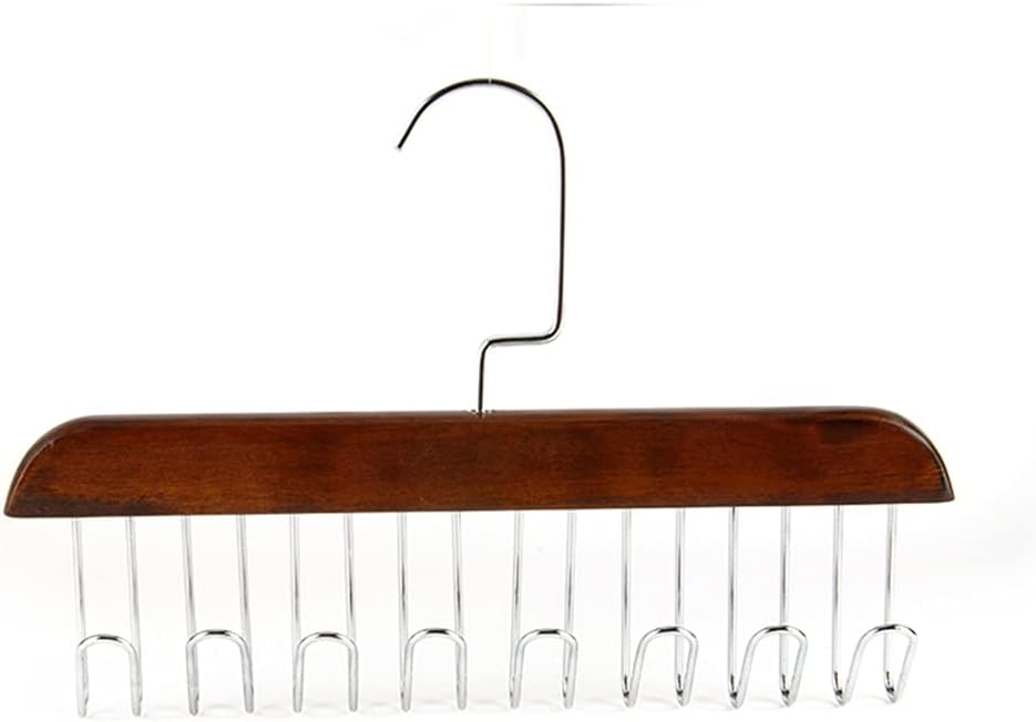 Multifunction Wood Belt Organizer Tie Scarf Rack Hanger Metal Hook Wardrobe Closet Storage(2PCS,Antique 8hooks)