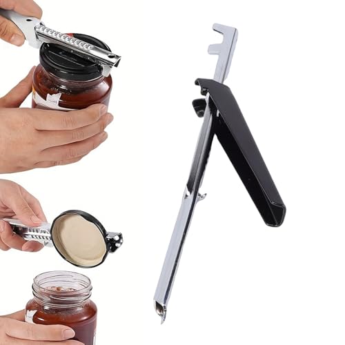 ZJchao Apribottiglie Regolabile, Apriscatole con Coperchio per Barattolo di Vetro Multiuso in Acciaio Inossidabile con Impugnatura Comoda per Deboli Strumento Cucina Universale per