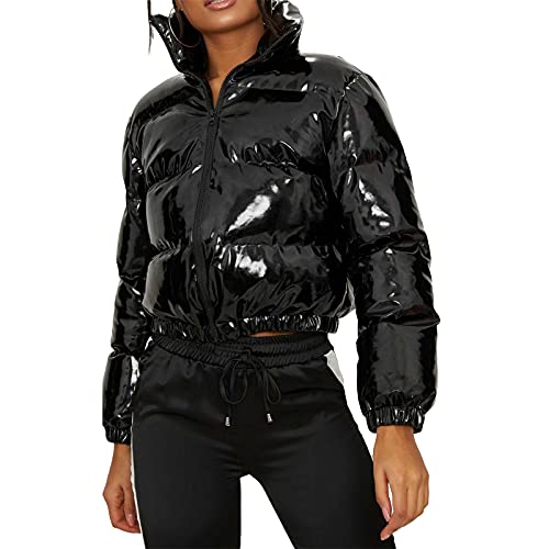 Yassiglia Damen Winterjacke Puffer Jacke Gesteppte Daunenjacke Leichte Steppjacke Frauen Dicke Winter Jacke für Teenager Mädchen Warm, Kurz, Outdoor (Schwarz , L ) Cover