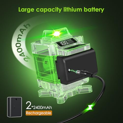 Foto von Kreuzlinienlaser mit Stativ, Multifunktionaler 4D-Laser mit 16 Linien,selbstnivellierende Maschine, USB-wiederaufladbares Lithium-Batterie-Nivelliergerät mit ，2 * 2400 mAh Batterien Green