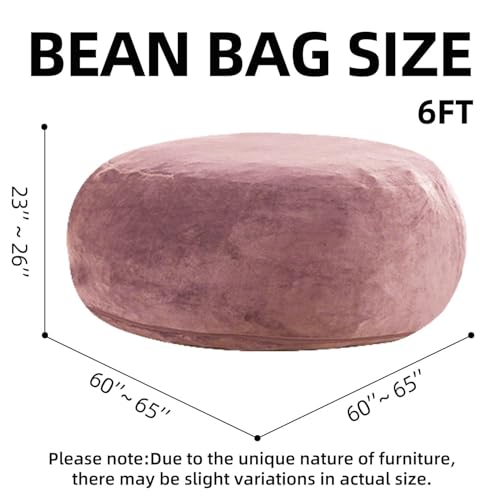 Image of Jumbo Bean Bag Chair for Adults，6FT，Bean Bags with Filler Included，Memory Foam Chair，Removable and Washable Flannel Cover, Suitable for Living Room, Bedroom and Dormitory. (Pink, 6 Foot)