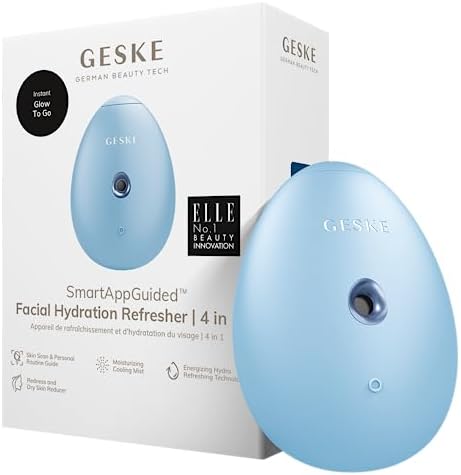 GESKE | SmartAppGuided Odświeżający krem nawilżający do twarzy | 4 w 1 | rozpylacz wody | parowiec do twarzy | strumień wody | pan twarz | Urządzenie do oczyszczania twarzy | panie | Kosmetyki