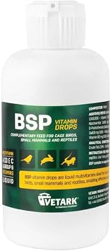 Vetark BSP Vitamin Drops |High Potency Liquid Vitamin Supplement for Birds, Reptiles, Wildlife & Rabbits | 100ml bottle