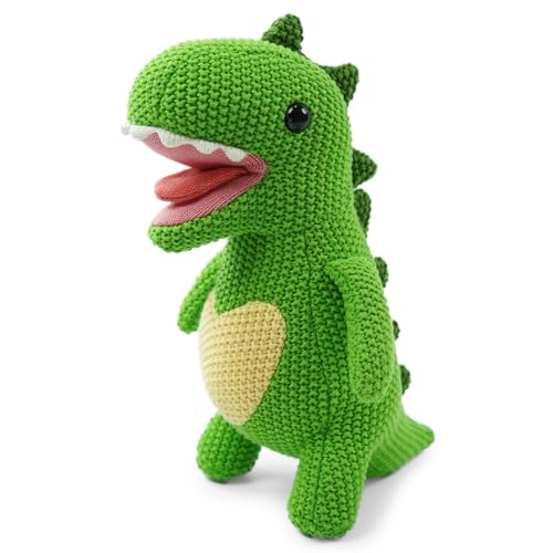 JUSTQUNSEEN Knitted Dinosaur Stuffed Animal 11 Inch Stuffed Animals Plush Dinosaur Cute Animal Dinosau rs Toy for Girl Soft Toy Cotton Plush Knitte Stuffed Animals Birthday