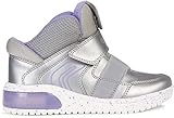 Atmungsaktiv Geox Girls J XLED A Sneaker, Dk Silver/Lilac,34 EU
