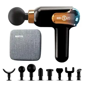MEDITIVE Cordless Deep Tissue Massage Gun With 8 Attachments, Handheld Massager Sport Massage Gun Heads Powerful Percussion Muscle Massage Gun for Athletes Back Pain Relief with 1 year warranty