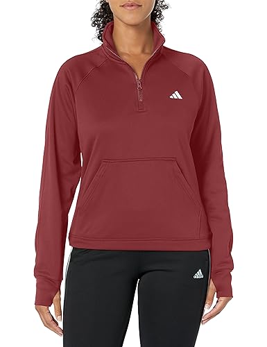 adidas Women's Aeroready Game and Go Quarter-Zip Fleece Top