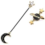 Pendientes Asimétricos, NALCY Pendiente Colgantes, Pendientes de Moda Retro Pendientes de Gota Cristal Asimétricos Luna Saturno oído del Perno Prisionero para Niñas