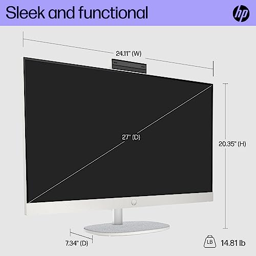 Image of HP 27 inch All-in-One Desktop PC, FHD Display, 13th Gen Intel Core i7-1355U, 16 GB RAM, 512 GB SSD, Intel UHD Graphics, Windows 11 Home, 27-cr0080 (2023)