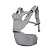 SONARIN Front Premium Hipseat Babytrage, Multifunktional, Ergonomisch, 100% Baumwolle, Schmetterlingsdrehschnalle, 6 Tragende Positionen,Angepasst an Ihr Kind wachsende,Ideal Geschenk(Grau)