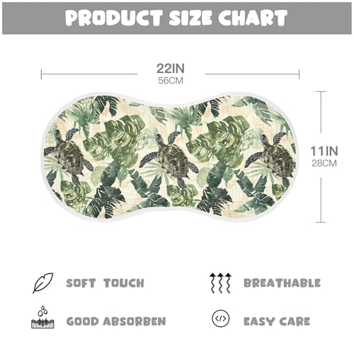 Image of Muslin Baby Burp Cloths Set of 4, Soft Absorbent Palm Leaves and Sea Turtles Muslin Washcloths, Bibs, Face Towel for Newborn Boys Girls, 22 x 11 Inch