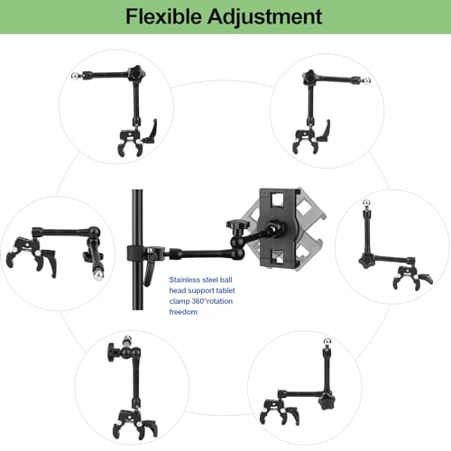 Image of Mippko iPad Holder for Microphone Stand /Mic Music Stand,Tablet Mount Compatible with 4.7~12.9 inch / Nexus /LG G Pads /e-Reader /Switch /iPhone,360 Adjustable 10 inch Long Aluminum Alloy Arm