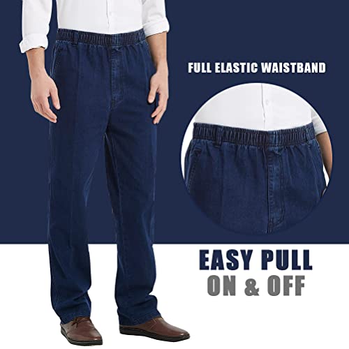 Ylingjun Mens Elastic Waist Jeans Casual Loose Fit Pull On Jeans Denim Pants4