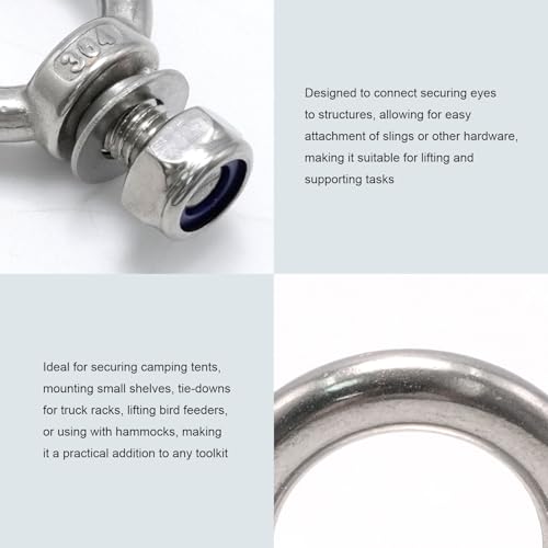 Pernos de elevación M10 de acero inoxidable 304, perno de ojo macho para cadena y cuerda, 4 uds 4