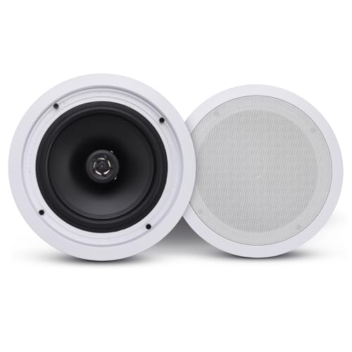 Pyle Pair 8' Bluetooth Flush Mount In-wall In-ceiling 2-Way Universal Home Speaker System Spring Loaded Quick Connections Polypropylene Cone Polymer Tweeter Stereo Sound 250 Watts (PDICBT852RD)