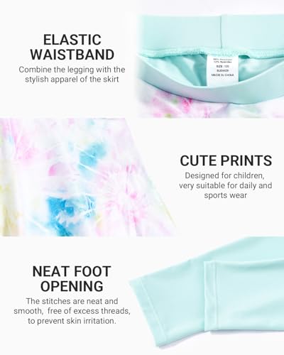 JiAmy 2 in 1 Girls Leggings with Skirt High Waisted Tennis Athletic Flowy Skort Legging for Kids4