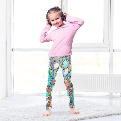 Bolaz Toddler Girls Leggings Printed Yoga Pants Leggings Blue Grey Whale for Kids4