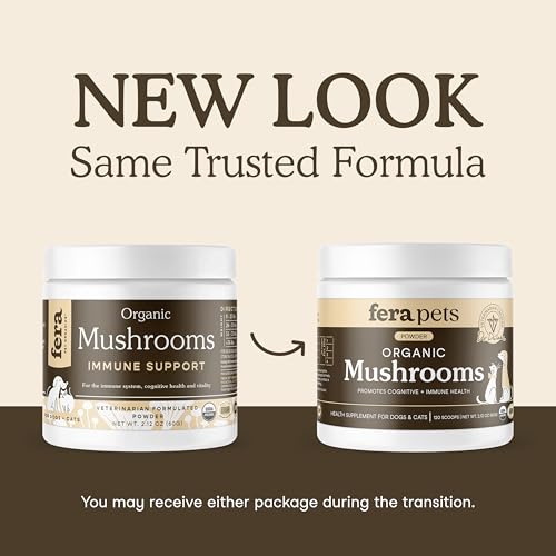 image for Fera Pets Mushroom Supplement for Dogs & Cats with Turkey Tail - USDA 