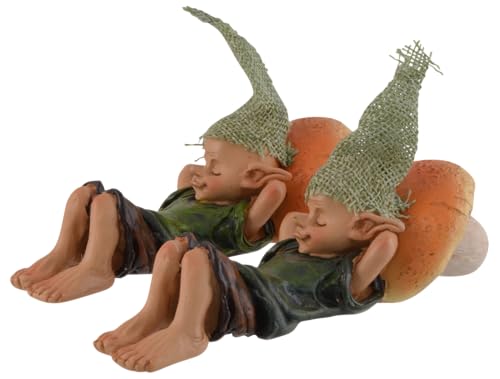 VOGLER Joh. Vogler GmbH Zestaw 2 szt., Pixie Relax, śpi na grzybie, ze sztucznego kamienia, ręcznie malowane