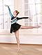 FYMNSI Damen Eiskunstlauf Kleid, Glitzer Metallic Langarm Ballettkleid mit Kristallen Ballettkleidung Gymnastik Leotard Turnanzug Tanzkost�m Tanzkleider Gymnastikanzug Blau S