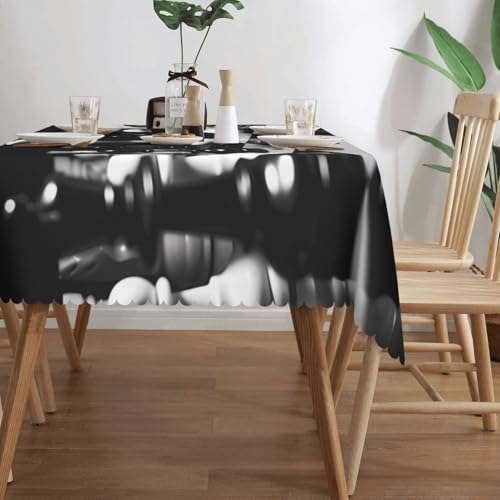 Nappe rectangulaire noire et blanche imperméable anti-déversement lavable 137x183 - 4