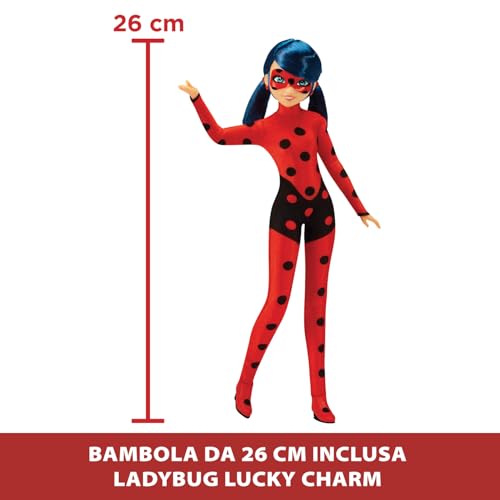 BANDAI Miraculous – skuter Miraculous Switch'n go + lalka stawowa Ladybug Lucky Charm 26 cm – P50668