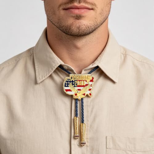 Image of GelConnie Bolo Ties for Men Women Western Cowboy Tie Mens Western Necklace Leather Necktie Gold Bolero Tie Cowboy Necklace