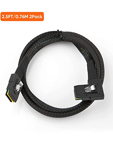 Cablecreation 2 Pack Short Internal Mini Sas Sff-8087 To Right Angle Sff-8087 Cord, Internal Mini Sas To Mini Sas Cable, Compatible With Raid Or Pci Express Controller, 2.5Ft /0.75M… #TOP6