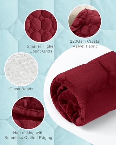 Image of Cottonblue Weighted Lap Blanket Pad 7 lbs 29 inch x 24 inch, Cozy Luxury Crystal Velvet Weighted Blanket for Adults, Small Weighted Blanket Throw All Season for Travel Relaxation Sleeping, Red Heavy Blanket