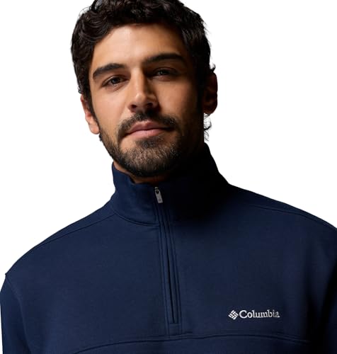 Image of Columbia Men's Hart Mountain II Half Zip Fleece Jacket Collegiate Navy | Pullover Jacket, Lightweight Fleece, Stretch Material, Extended Fit Available
