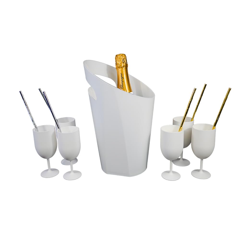 SPARKLERS CLUB - Copas de vino Ecocup reutilizables 12 cl, color blanco