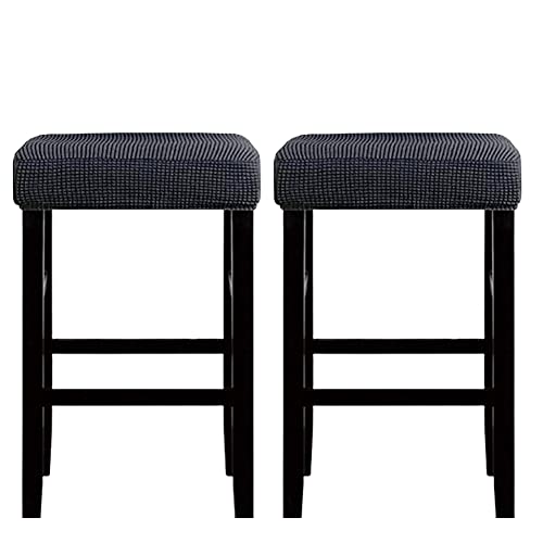 HFCNMY Stool Covers Rectangle,2 Pack Stretch Bar Stool Covers Jacquard Washable Counter Saddle Seat Cover with Elastic Band for Wooden Metal Bench(Dark Grey)