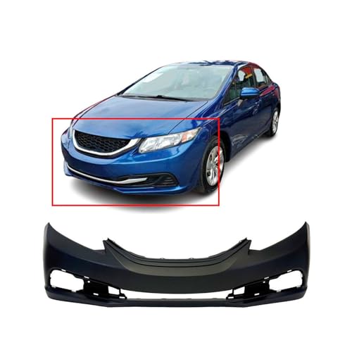Image of Compatible with Honda Civic 2013-2015 Front Bumper Cover | Primed, With Fog Light Holes, Hybrid, Ready to Paint, OEM 04711TR3A70ZZ, HO1000290