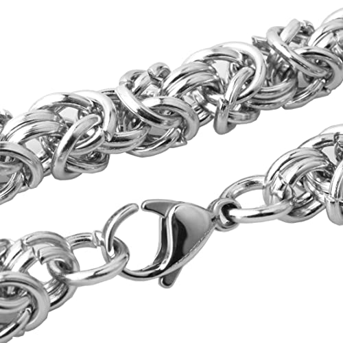 Monkee-Custom Size 7"-40" 6Mm 8Mm 10Mm Men's Cool Stainless Steel Silver Color Round Byzantine Link Chain Necklace Or Bracelet #TOP1