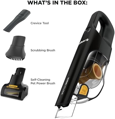Shark UltraCyclone™ Pet Pro Plus Cordless Hand Vacuum, Powerful Suction, Handheld Vacuum for Car & Home, Pet Power Brush, Crevice Tool, Scrubbing Brush, XL Dust Cup, Black, CH951 — view 10