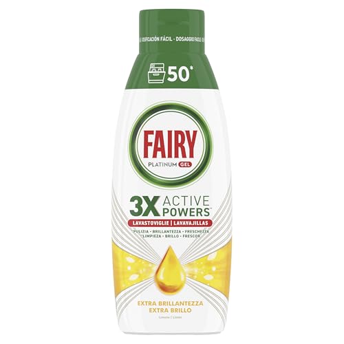 Fairy Platinum Detersivo Lavastoviglie Liquido, Gel Lavastoviglie, 50 Lavaggi, Extra