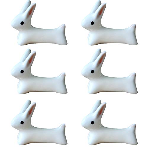 YASUOA 6 Pieces Ceramic Chopsticks Stand Cute Rabbit Design Dinner Tableware Holder Spoon Rest Chopstick Rack Pillow Care Rest for Home Kitchen Kids Women Girls Knife Fork Easter Decoration