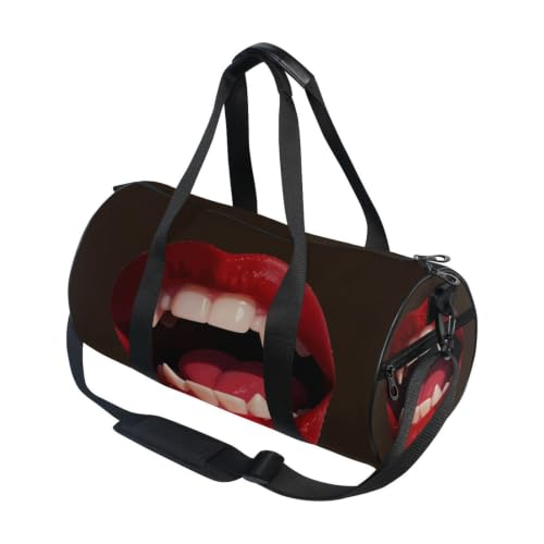 Bolsa deportiva redonda de Halloween con colmillos sangrientos para gimnasio y viajes