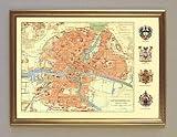  Kunstdruck Königsberg Ostpreussen Karte Wappen Preussen Landkarten Deutschland A3 20 Rahmen