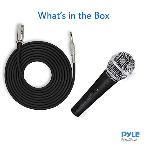 Pyle Professional Dynamic Vocal Microphone - Moving Coil Dynamic Cardioid Unidirectional Handheld Microphone With On/Off Switch Includes 15Ft Xlr Audio Cable To 1/4'' Audio Connection - Pdmic59 #TOP6