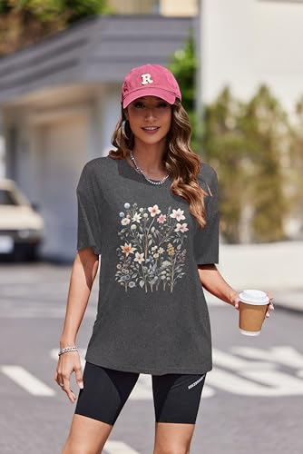 Image of Ekouaer 2 Pack Womens Tops Short Sleeve Oversized T Shirts Summer Spring Tops 2025 Basic Casual Tee Top S-XXL