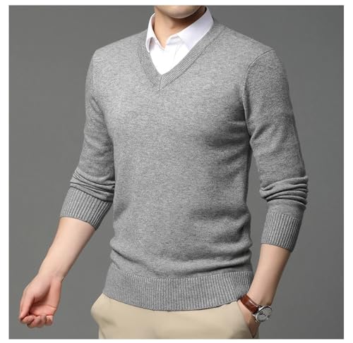 2024 Men's Classic Slim Fit Warm Pullover Sweater Autumn Fashion Knitted V-Neck Sweater3