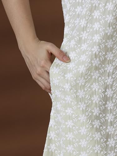 Image of 9shines Label Stylish Chikankari Cotton Nighty Maxi for Women | Full Length Nightgown | Nightdress with Pocket | Embroidery Nighty | Soft Comfortable Cotton Nightwear (1545)