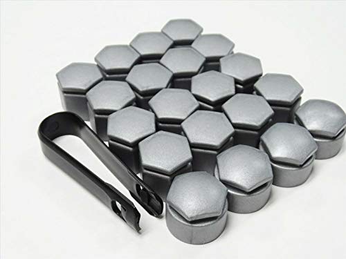 Partsdealers Cache-écrous de roue pour AUDI Q7 2006-2015 19 mm CACHE-BOULON DE VERROUILLAGE AVEC OUTIL GRIS CLAIR MAT